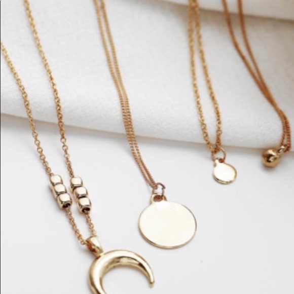 Multi Layered Necklace Bohemian crescent moon Boho Multiple - Picture 4 of 6